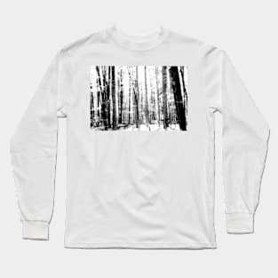 Monochrome effect deep in forest scene on a trail Long Sleeve T-Shirt